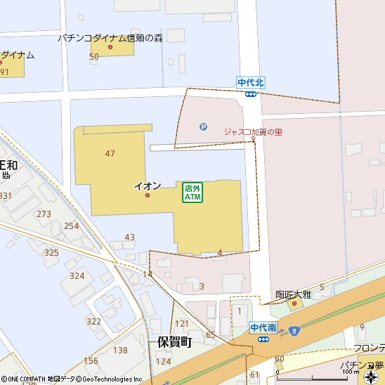 イオン加賀の里店付近の地図